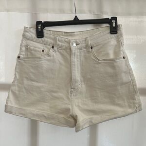 H&M 99% Cotton Ultra High-Rise Denim Mom Shorts